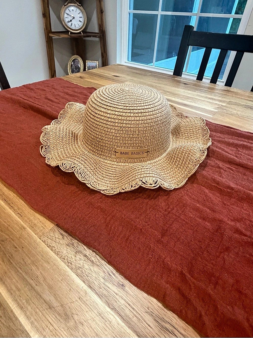 Girls Scalloped Straw Hat in Brown